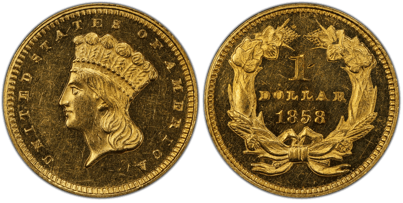 1858 Proof Liberty Gold Dollar