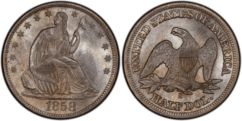 1858 (S) Seated Liberty Half Dollar