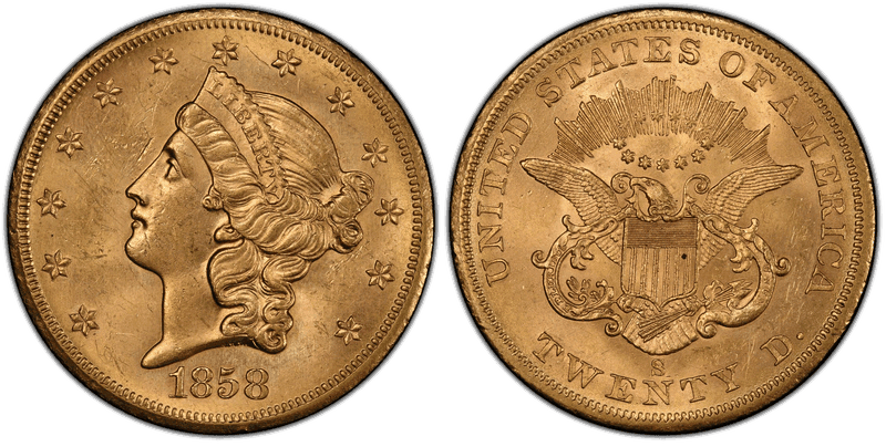 1858 (S) Liberty Head Double Eagle