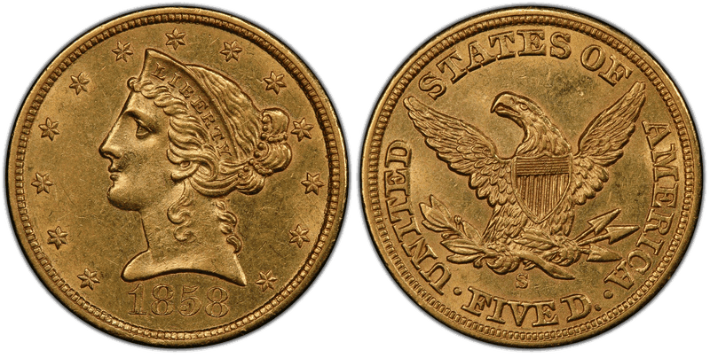 1858 (S) Liberty Head Half Eagle