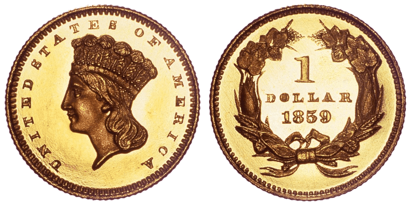 1859 Proof Liberty Gold Dollar