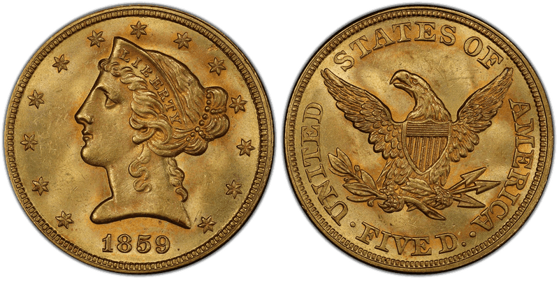 1859 Liberty Head Half Eagle