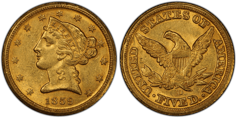 1859 (D) Liberty Head Half Eagle
