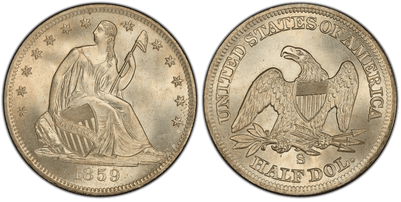 1859 (S) Seated Liberty Half Dollar