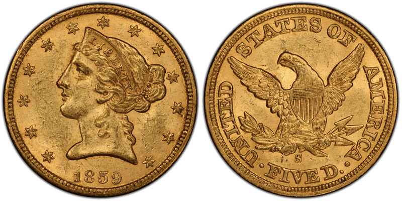 1859 (S) Liberty Head Half Eagle