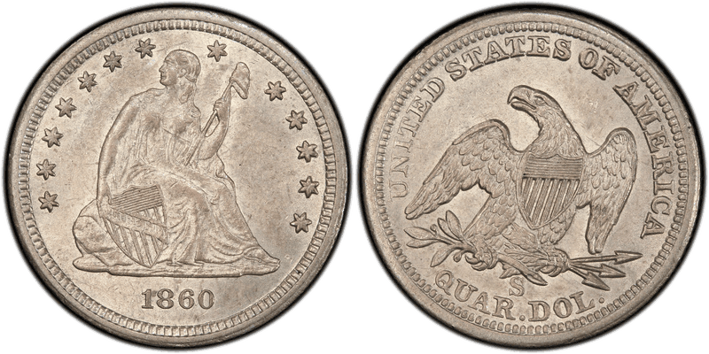 1860 (S) Seated Liberty Quarter