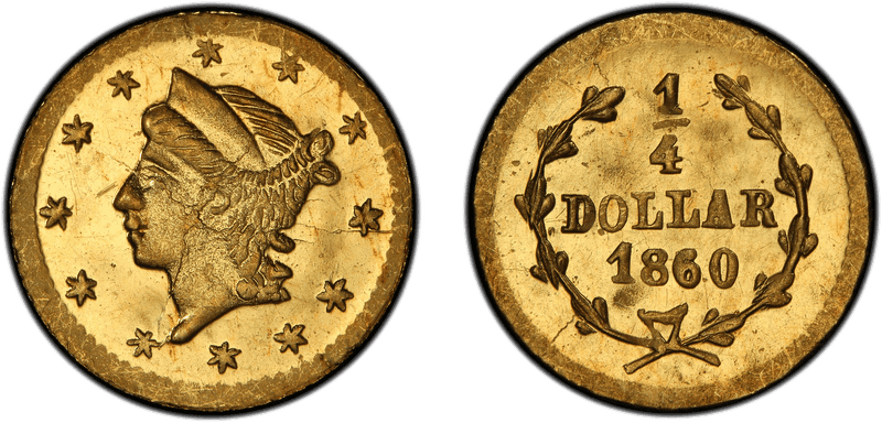 1860/50 Gold Quarter - BG-819