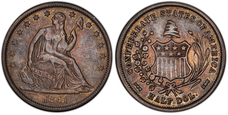 1861 Seated Liberty Half Dollar - W-12 CSA Original