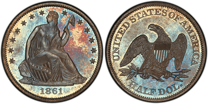 1861 Proof Seated Liberty Half Dollar