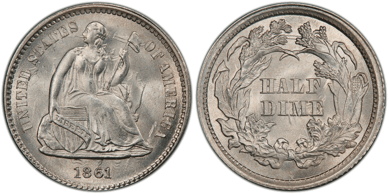 1861 Proof Seated Liberty Half Dime