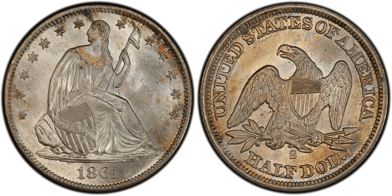 1861 (S) Seated Liberty Half Dollar