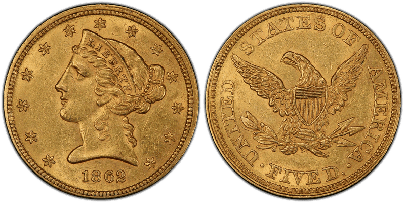 1862 Liberty Head Half Eagle