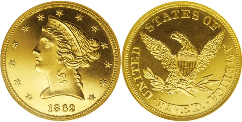 1862 Proof Liberty Head Half Eagle