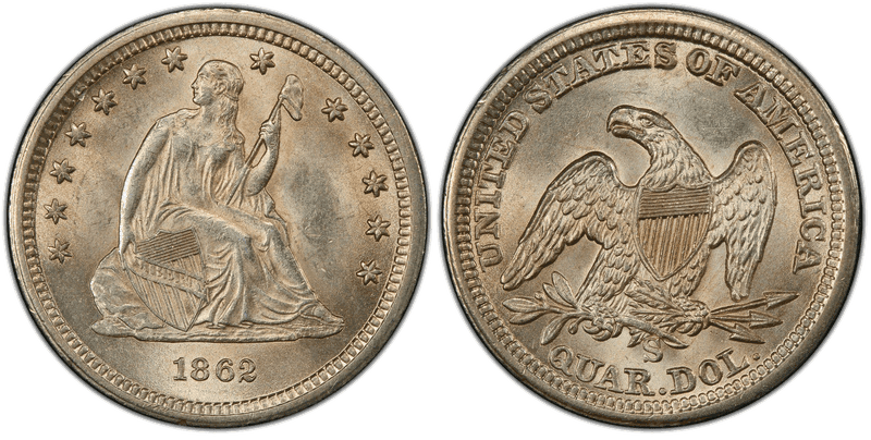 1862 (S) Seated Liberty Quarter