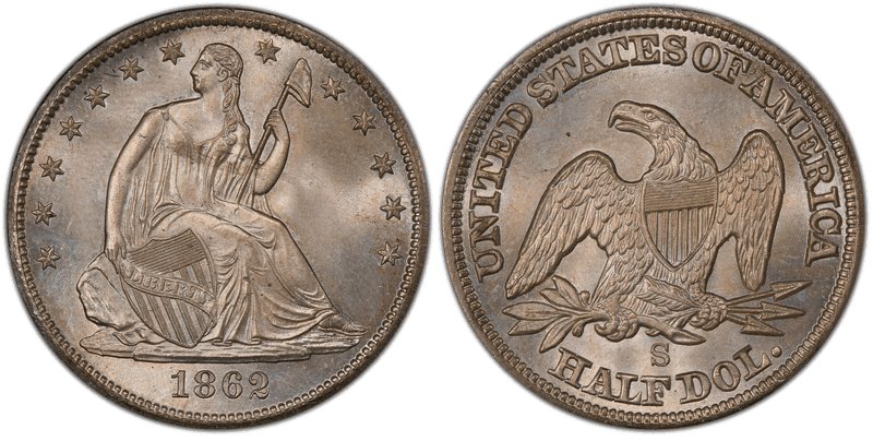 1862 (S) Seated Liberty Half Dollar