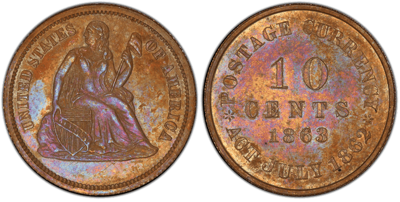 1863 Proof Dime Pattern - J-331a