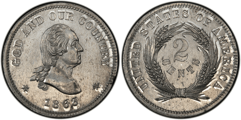 1863 Proof Two Cent Pattern - J-308