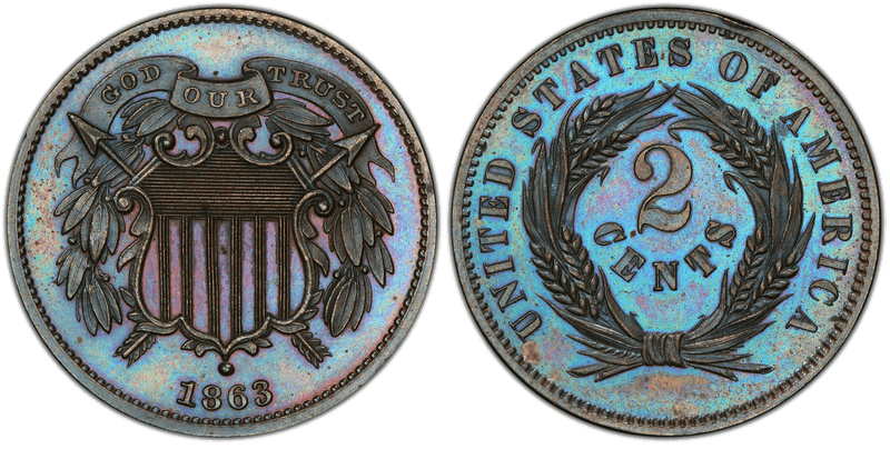 1863 Proof Two Cent Pattern - J-312a