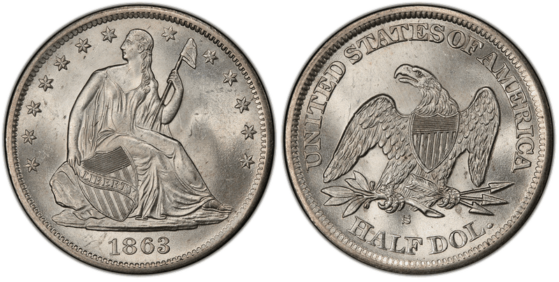 1863 (S) Seated Liberty Half Dollar