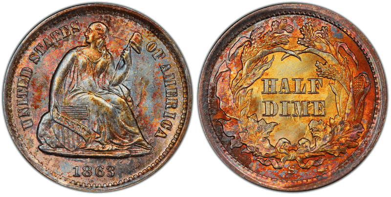1863 (S) Seated Liberty Half Dime