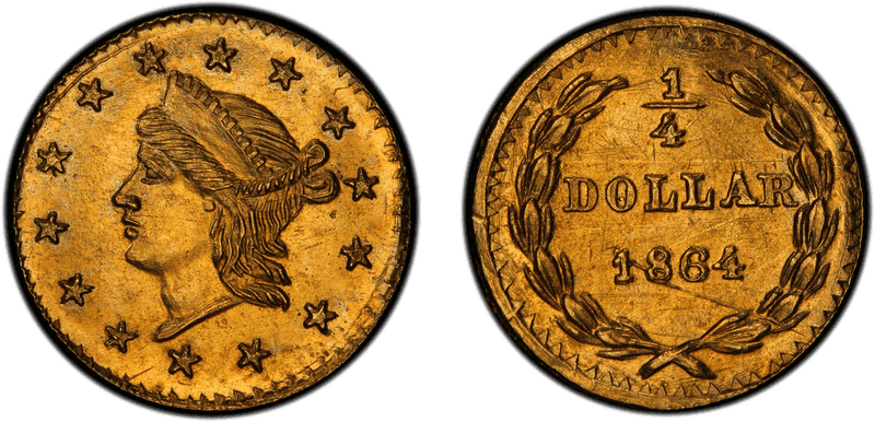 1864 Gold Quarter - BG-866