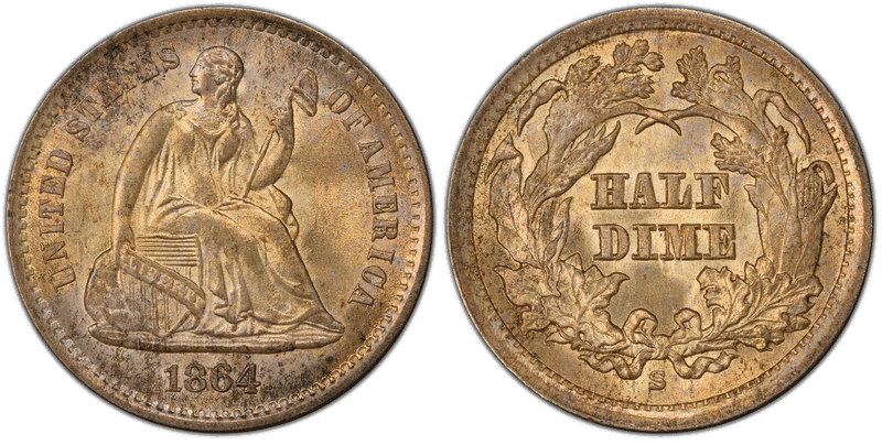 1864 (S) Seated Liberty Half Dime