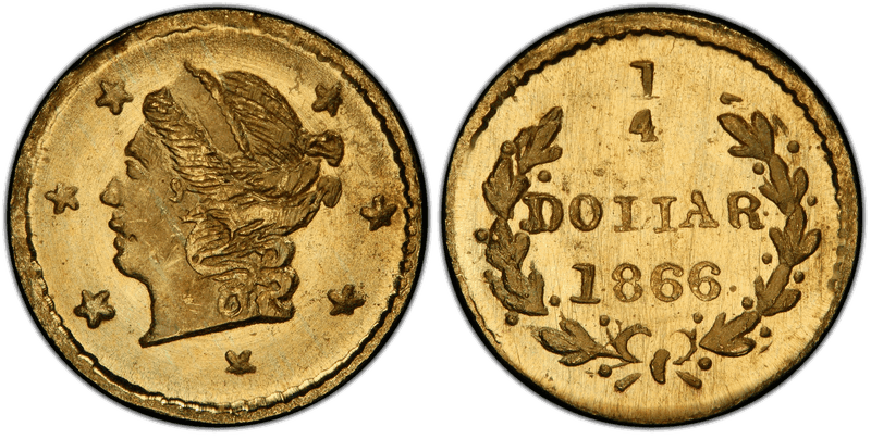 1866 Gold Quarter - BG-804