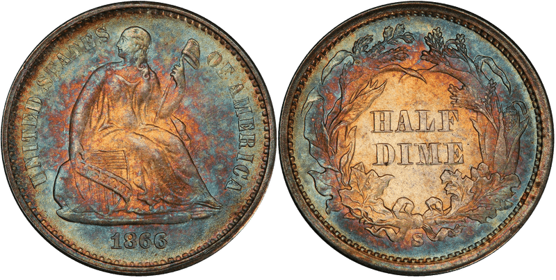 1866 (S) Seated Liberty Half Dime