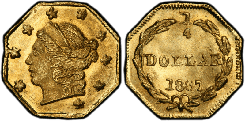 1867 Gold Quarter - BG-709