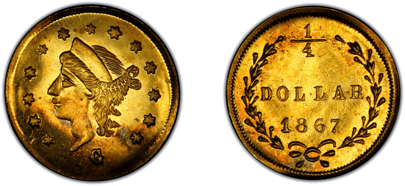 1867 Gold Quarter - BG-825