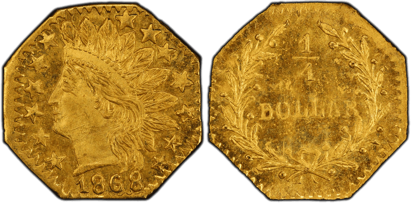 1868 Gold Quarter - BG-799R