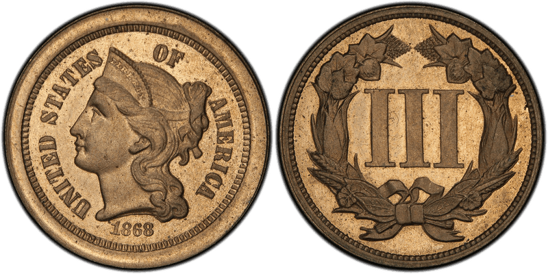 1868 Proof Three Cent Pattern - J-615a