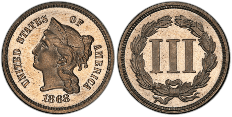 1868 Proof Three Cent Pattern - J-618