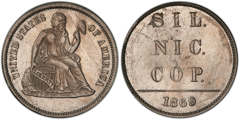 1869 Proof Dime Pattern - J-716