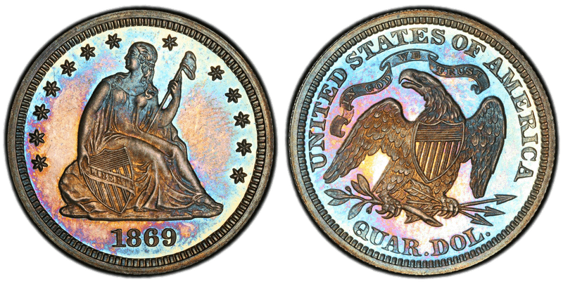 1869 Seated Liberty Quarter