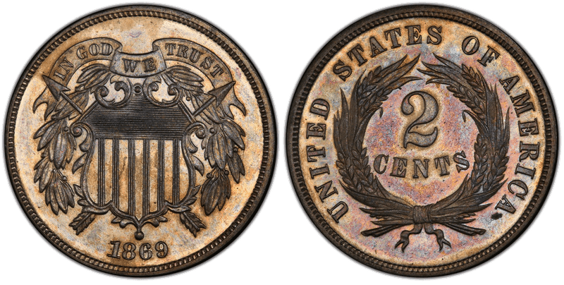 1869 Proof Two Cent Pattern - J-673