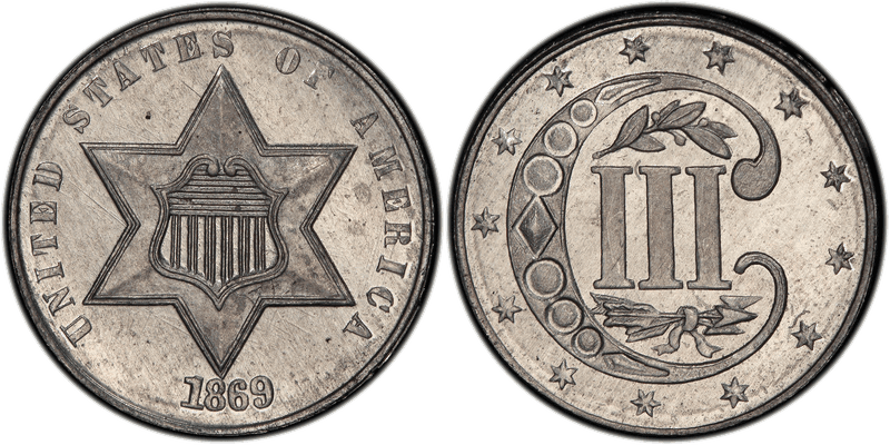 1869 Proof Three Cent Pattern - J-682