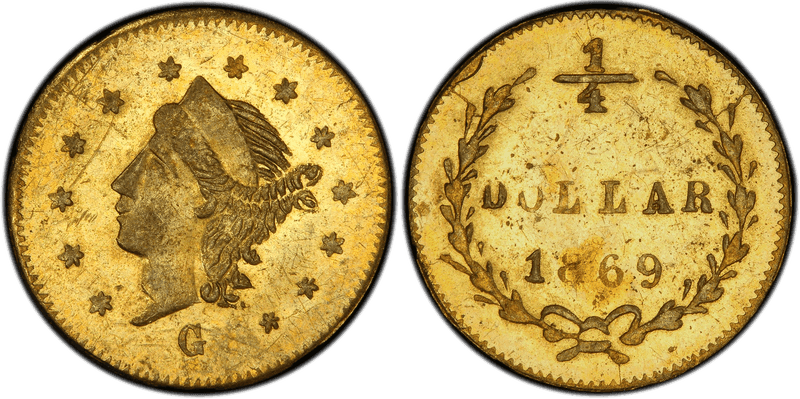 1869 Gold Quarter - BG-830