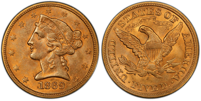 1869 (S) Liberty Head Half Eagle