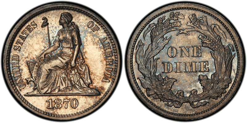 1870 Proof Dime Pattern - J-832