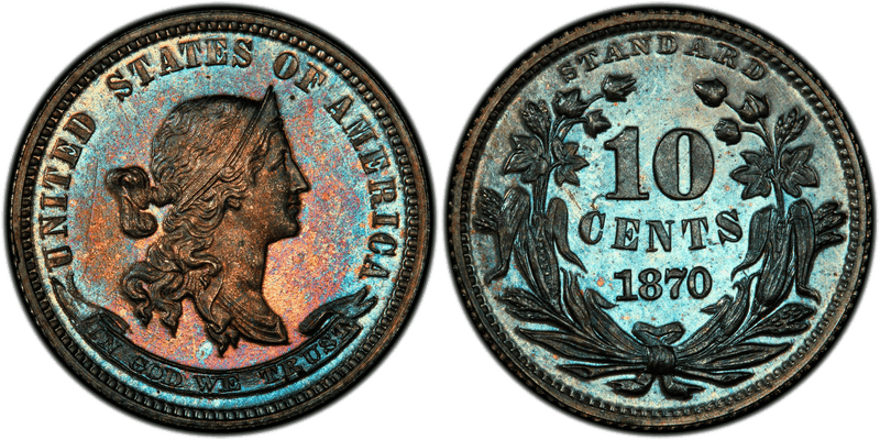 1870 Proof Dime Pattern - J-843