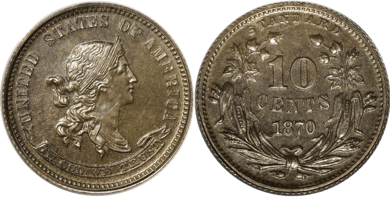 1870 Proof Dime Pattern - J-845
