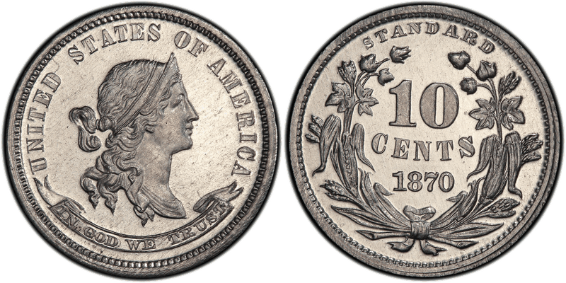 1870 Proof Dime Pattern - J-848