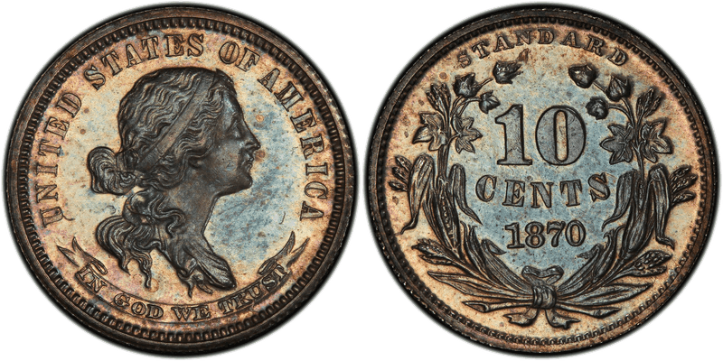 1870 Proof Dime Pattern - J-849