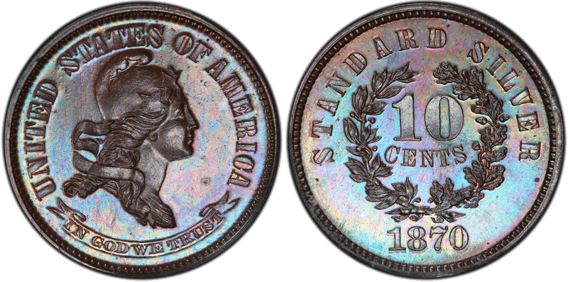 1870 Proof Dime Pattern - J-858