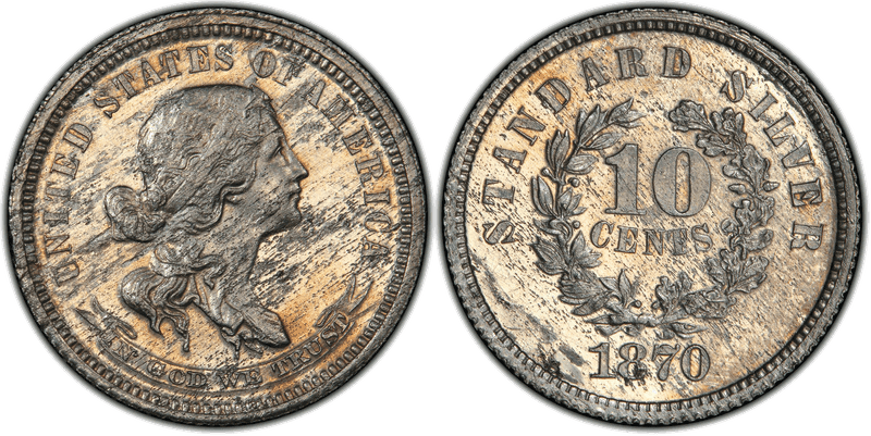 1870 Proof Dime Pattern - J-871