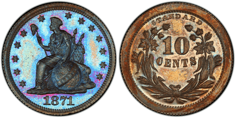 1871 Proof Dime Pattern - J-1081
