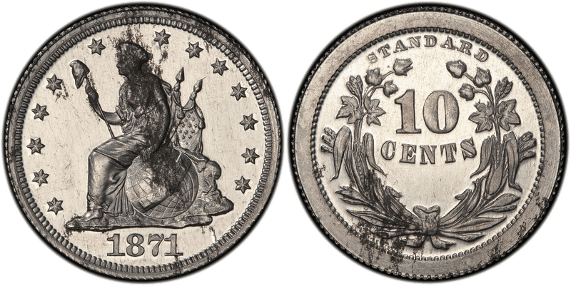 1871 Proof Dime Pattern - J-1082