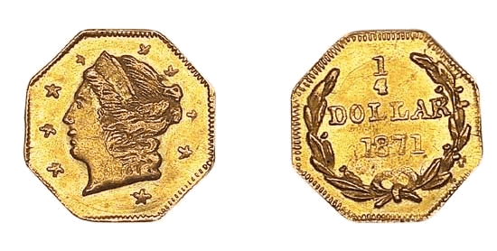 1871 Gold Quarter - BG-719