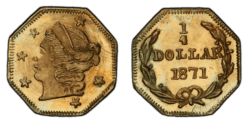1871 Gold Quarter - BG-718